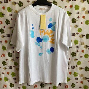 Marni Round Neck Drop Shoulder Sleeve Tee Mens White